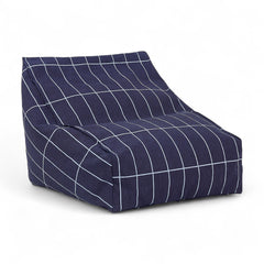 VIBES. Armchair beanbag - kid size - Navy blue grid vintage effect