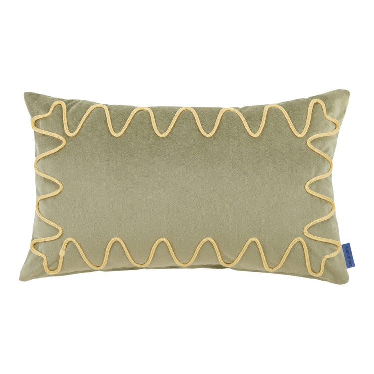 RITA. Μαξιλάρι ορθογώνιο με κέντημα Eco-velvet Light Green 48x30