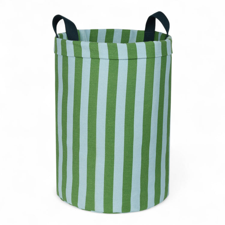 BLISS. Υφασμάτινο καλάθι αποθήκευσης μεγάλο Green Blue Stripes