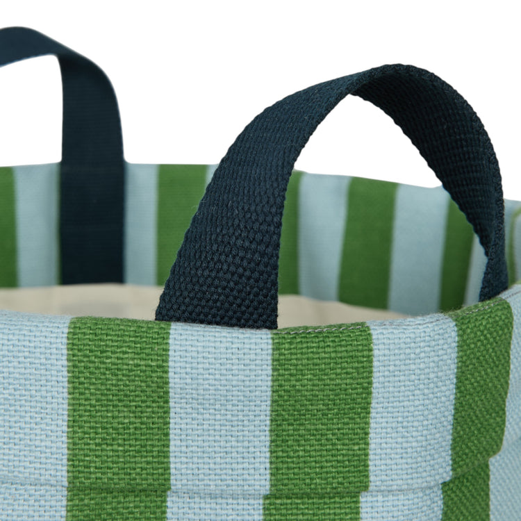 BLISS. Υφασμάτινο καλάθι αποθήκευσης μεγάλο Green Blue Stripes
