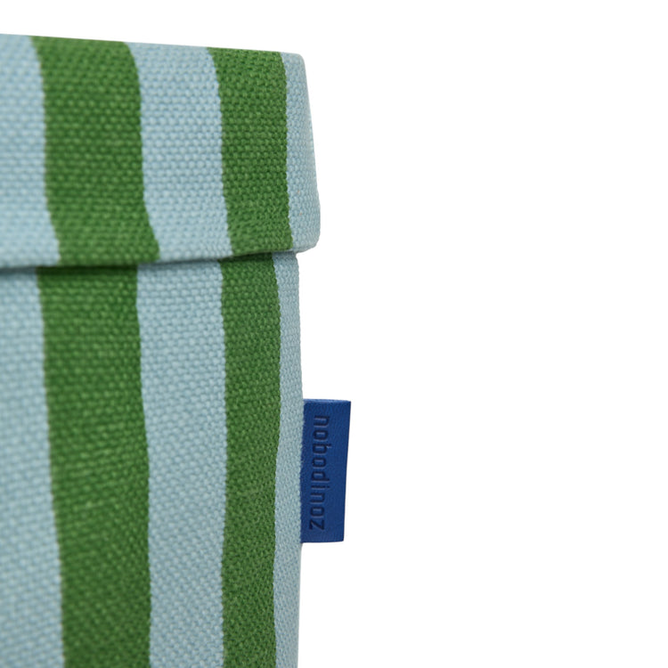 BLISS. Υφασμάτινο καλάθι αποθήκευσης μεγάλο Green Blue Stripes