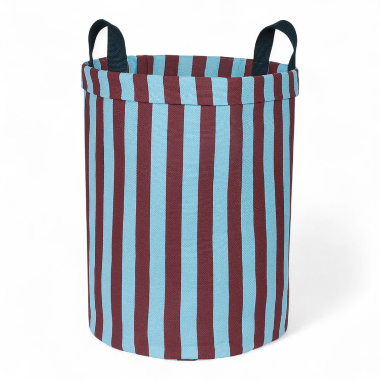 BLISS. Υφασμάτινο καλάθι αποθήκευσης μεγάλο Burgundy Blue Stripes