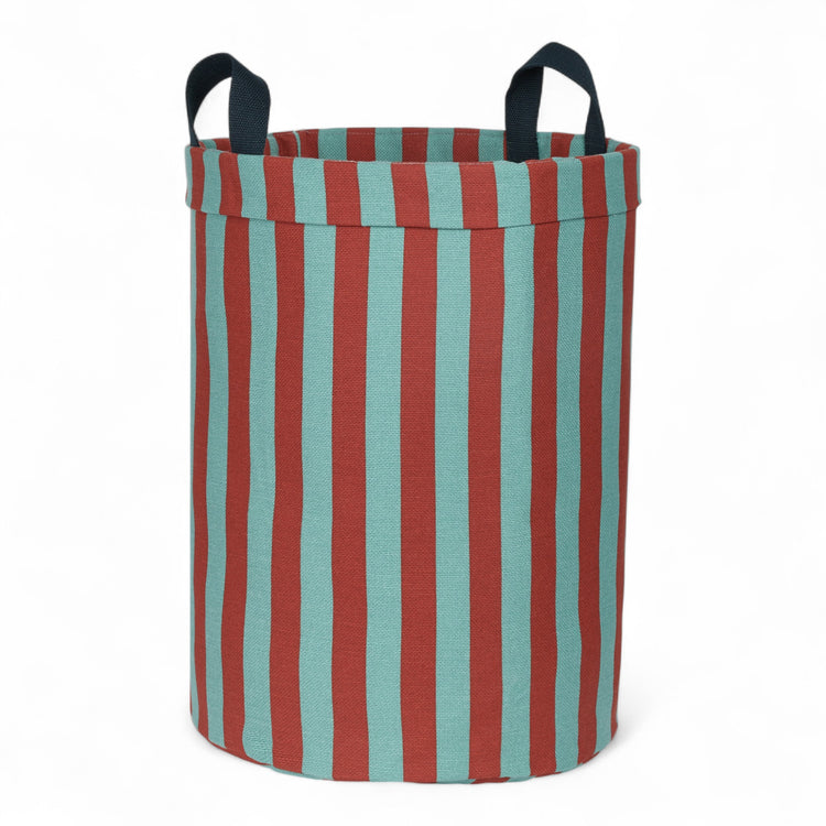 BLISS. Υφασμάτινο καλάθι αποθήκευσης μεγάλο Red Teal Green Stripes