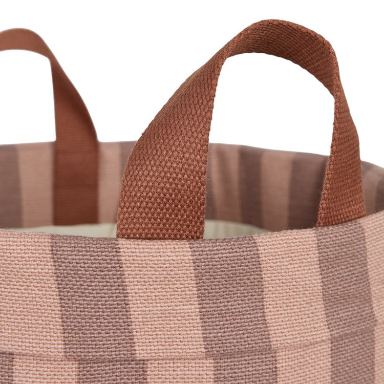 BLISS. Υφασμάτινο καλάθι αποθήκευσης μεγάλο Pink Mauve Stripes