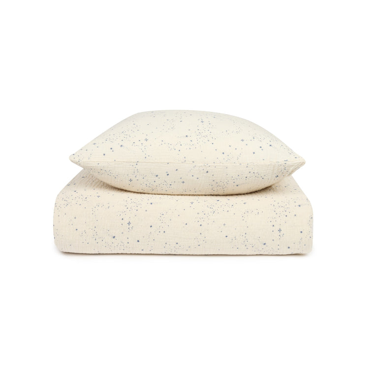 WABI SABI. Kid duvet cover set in washed double muslin Blue Milky Way 100x140 + 45x40