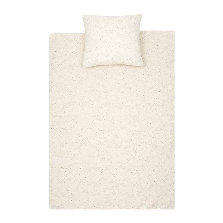 WABI SABI. Kid duvet cover set in washed double muslin Blue Milky Way 100x140 + 45x40