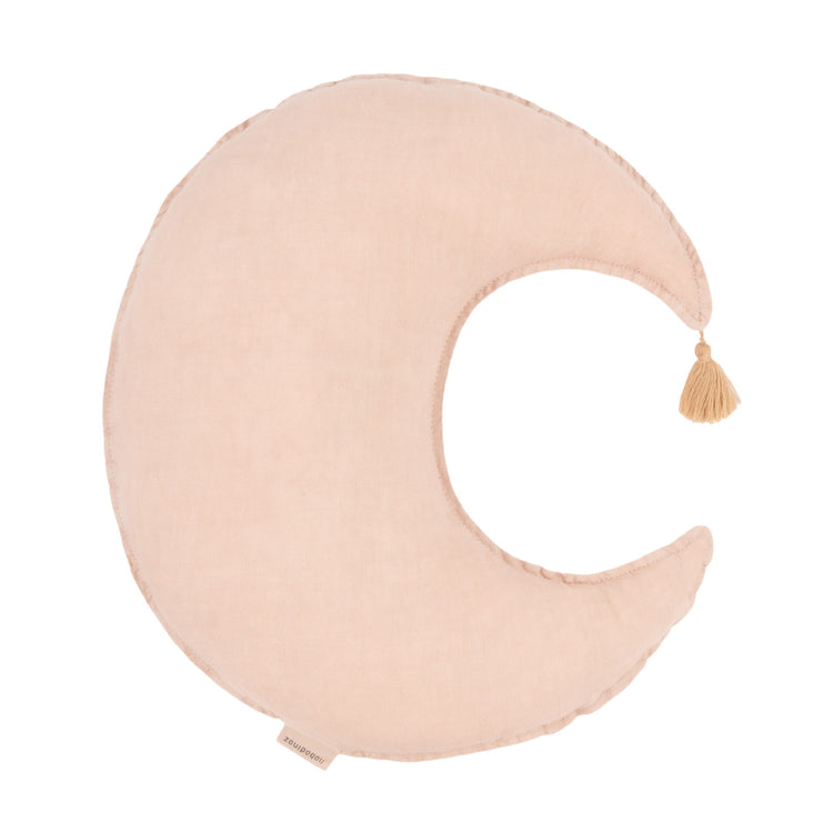 L1N0. Moon cushion French linen Powder Pink