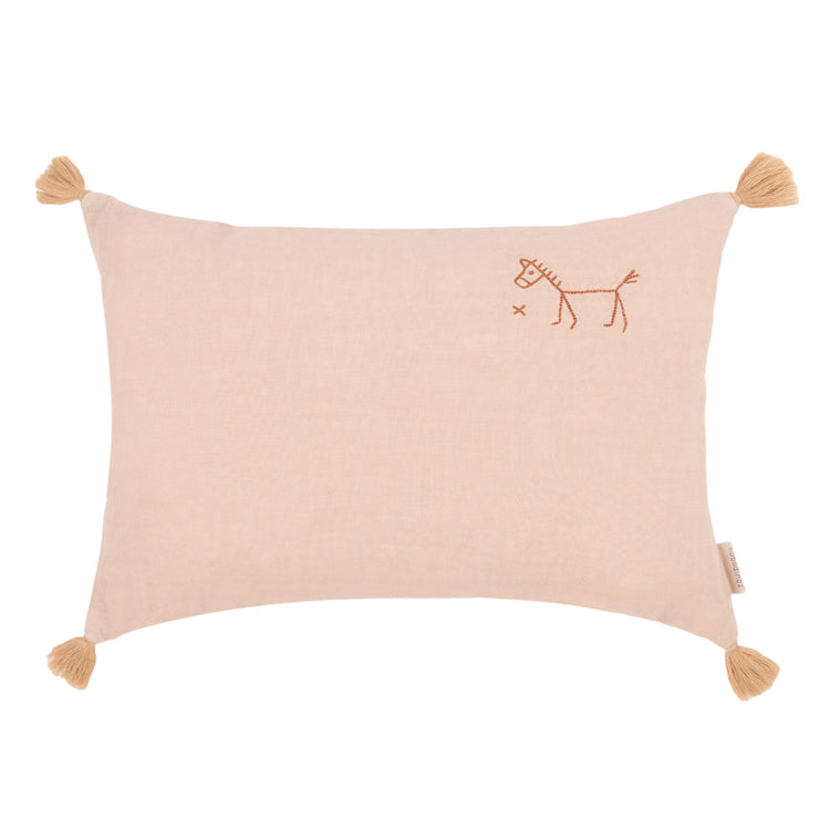 L1N0. Embroidered rectangular cushion with tassels Powder Pink 35x23
