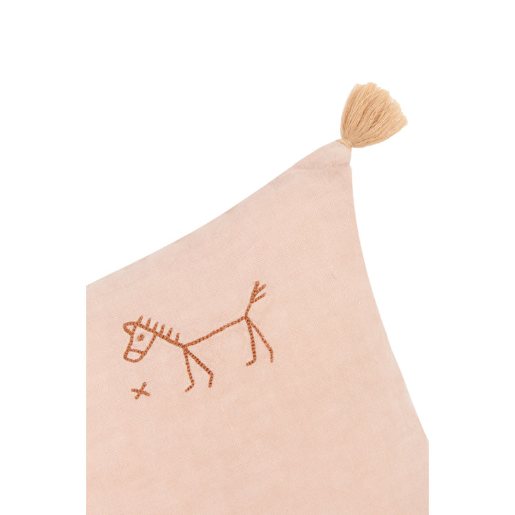 L1N0. Embroidered rectangular cushion with tassels Powder Pink 35x23