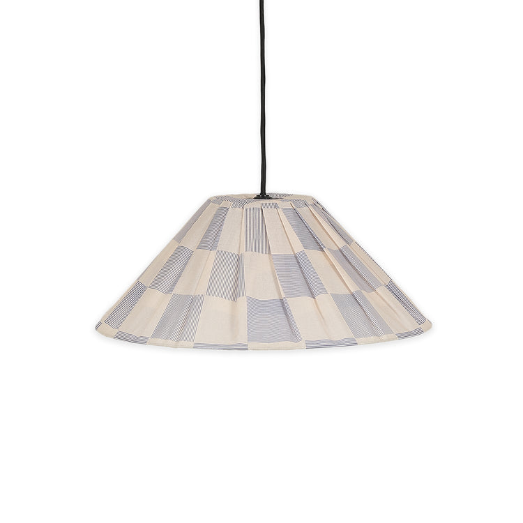 VIBES. Pleated pendant lampshade Ava Blue Ink Checks 50cm