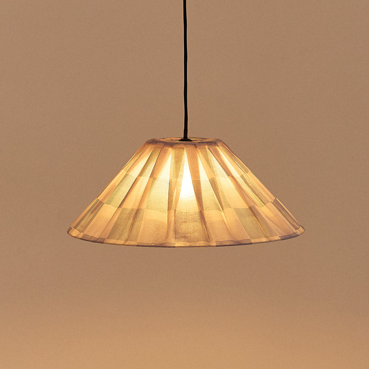 VIBES. Pleated pendant lampshade Ava Blue Ink Checks 50cm