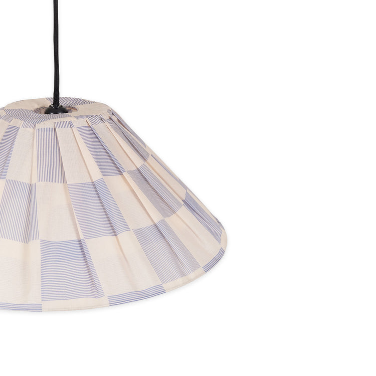 VIBES. Pleated pendant lampshade Ava Blue Ink Checks 50cm