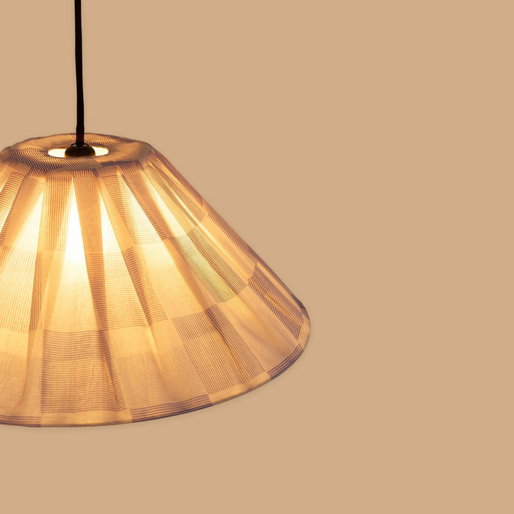 VIBES. Pleated pendant lampshade Ava Blue Ink Checks 50cm