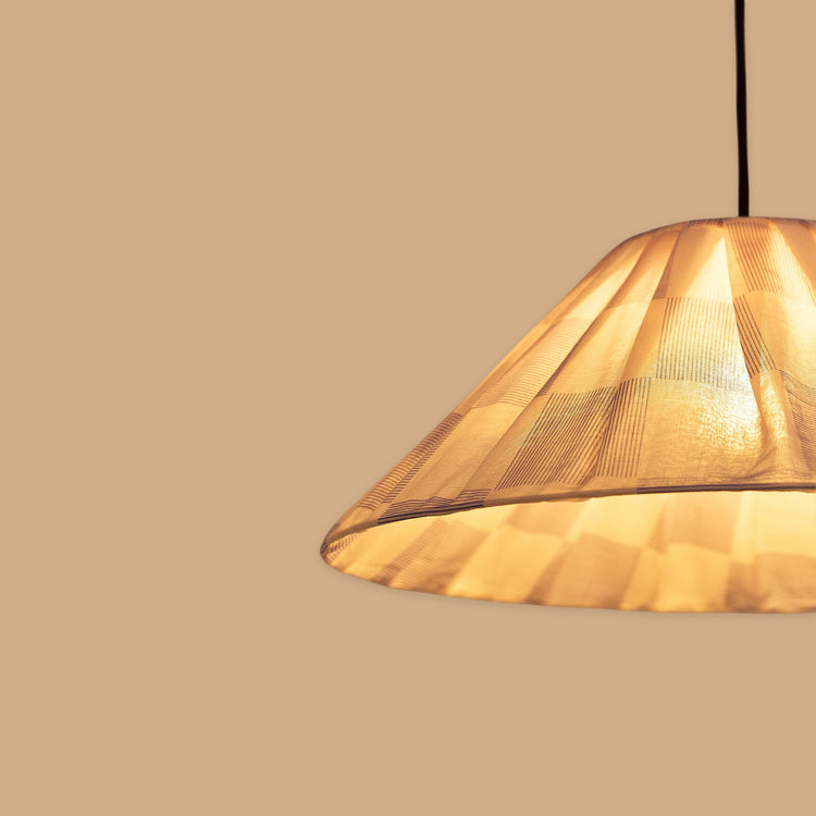 VIBES. Pleated pendant lampshade Ava Blue Ink Checks 50cm