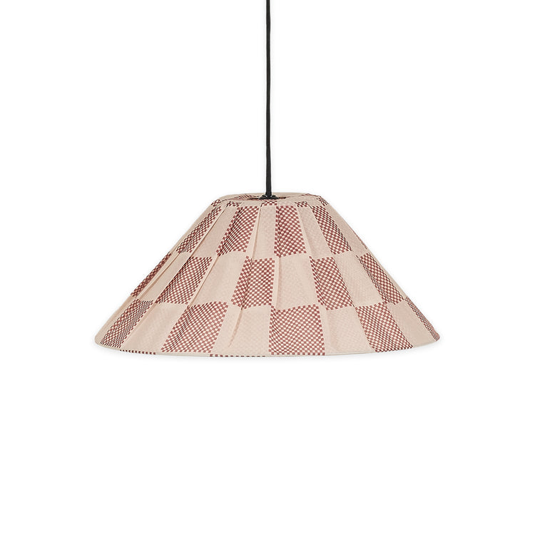 VIBES. Pleated pendant lampshade Ava Red Burnt Checks 50cm