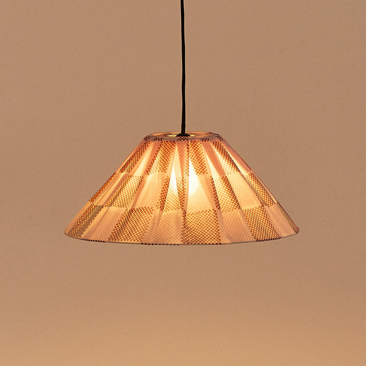 VIBES. Pleated pendant lampshade Ava Red Burnt Checks 50cm
