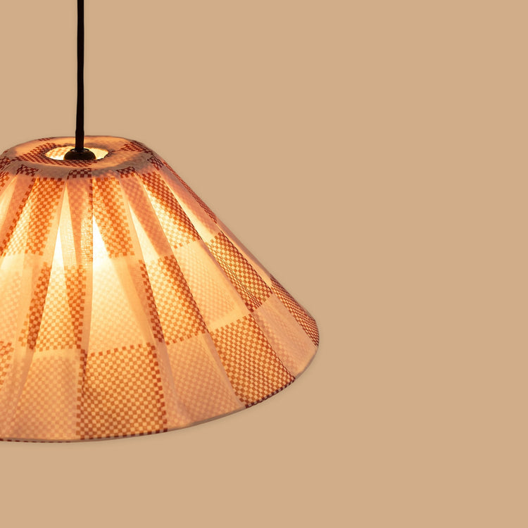 VIBES. Pleated pendant lampshade Ava Red Burnt Checks 50cm