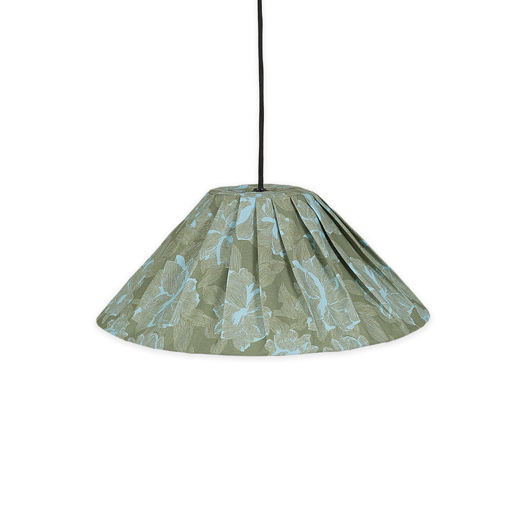 VIBES. Pleated pendant lampshade Ava Green Peonies 50cm