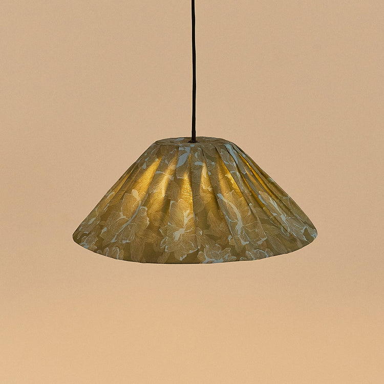 VIBES. Pleated pendant lampshade Ava Green Peonies 50cm