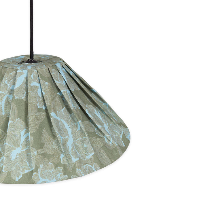 VIBES. Pleated pendant lampshade Ava Green Peonies 50cm
