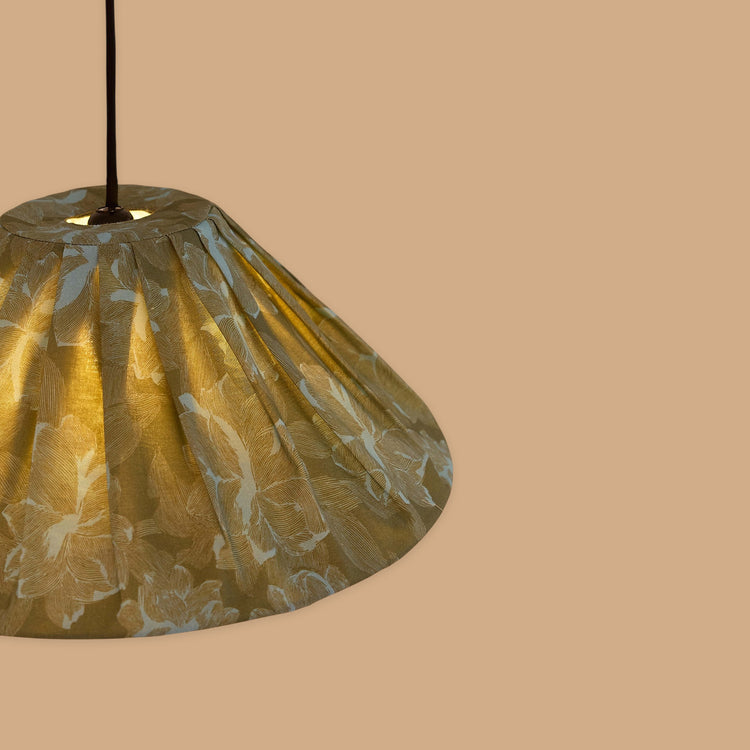 VIBES. Pleated pendant lampshade Ava Green Peonies 50cm