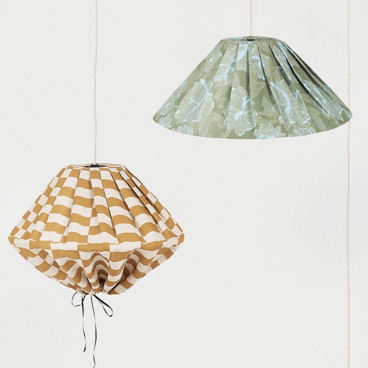 VIBES. Pleated pendant lampshade Ava Green Peonies 50cm
