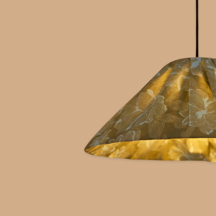 VIBES. Pleated pendant lampshade Ava Green Peonies 50cm