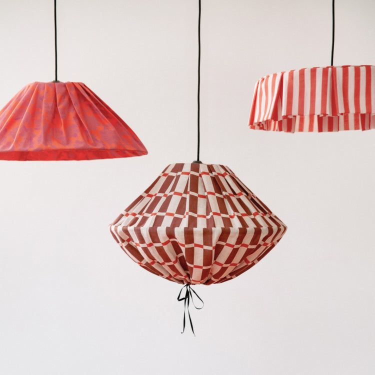 VIBES. Pleated pendant lampshade Ava Red Peonies 50cm