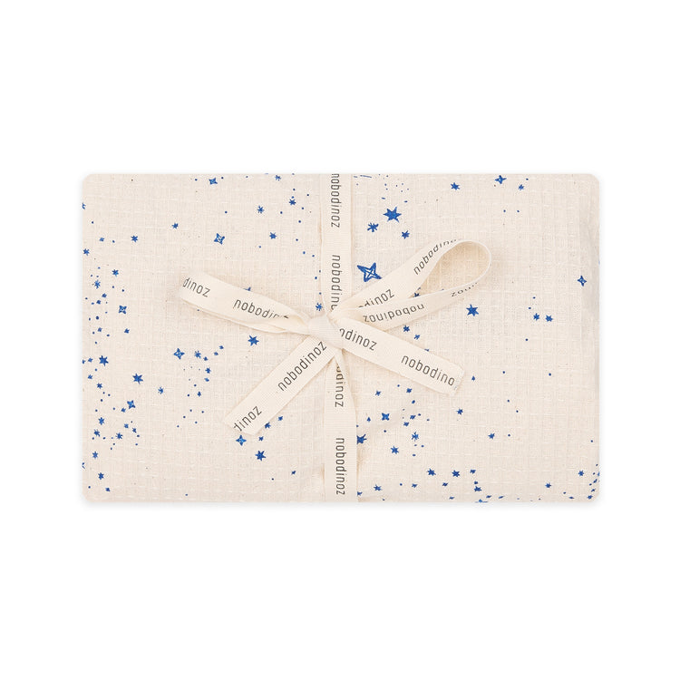 OPERA. Changing mat cover in organic cotton honeycomb Blue Milky Way 50x70