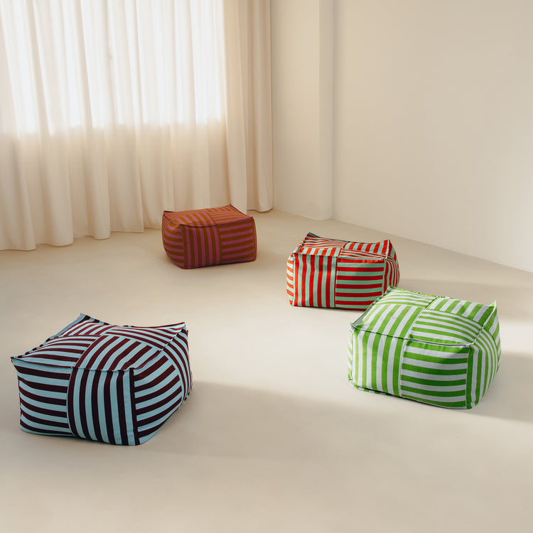 OTTO. Υφασμάτινο πουφ ενηλίκων Burgundy Blue Stripes