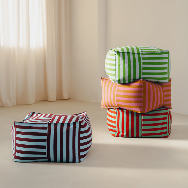OTTO. Υφασμάτινο πουφ ενηλίκων Red Teal Green Stripes