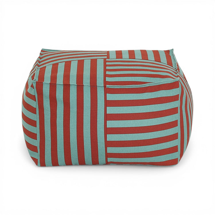 OTTO. Ottoman beanbag - adult size - Red Teal Green Stripes