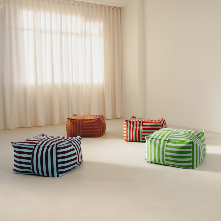 OTTO. Ottoman beanbag - adult size - Red Teal Green Stripes