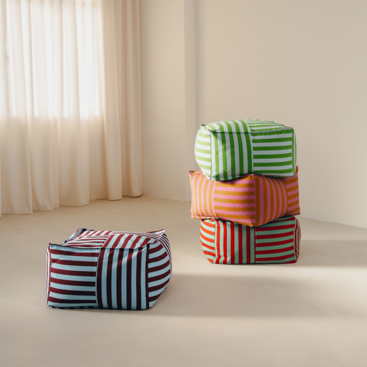 OTTO. Ottoman beanbag - adult size - Red Teal Green Stripes