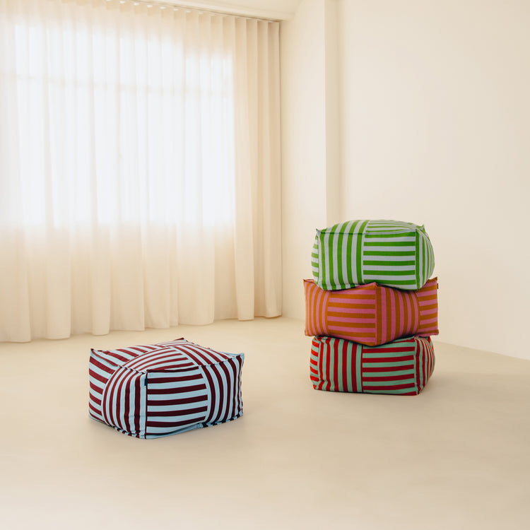 OTTO. Ottoman beanbag - adult size - Red Teal Green Stripes