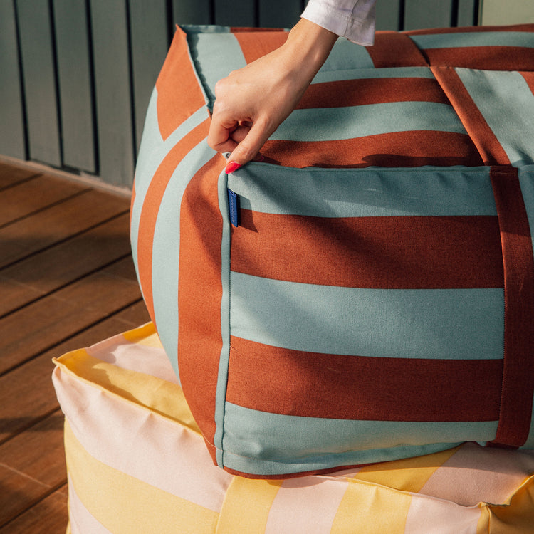 OTTO. Outdoor ottoman beanbag - adult size - Toffee Blue Stripes