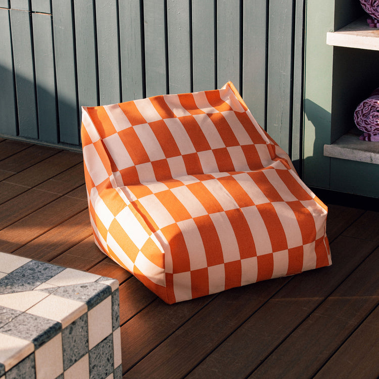 VIBES. Outdoor armchair beanbag - kid size -Tangerine Tiles