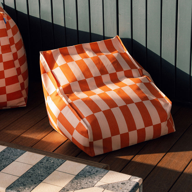 VIBES. Outdoor armchair beanbag - kid size -Tangerine Tiles