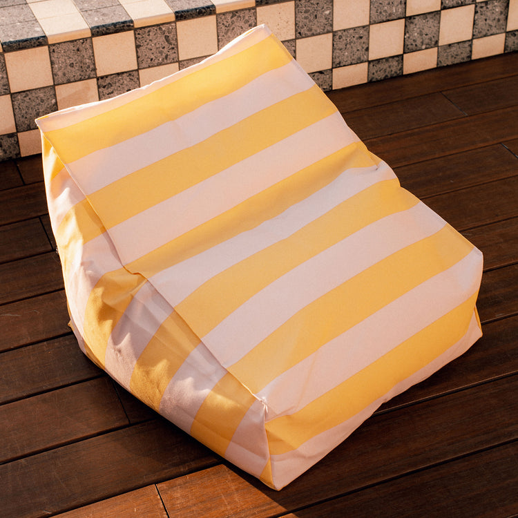 VIBES. Outdoor armchair beanbag - kid size - Yellow Pink Stripes