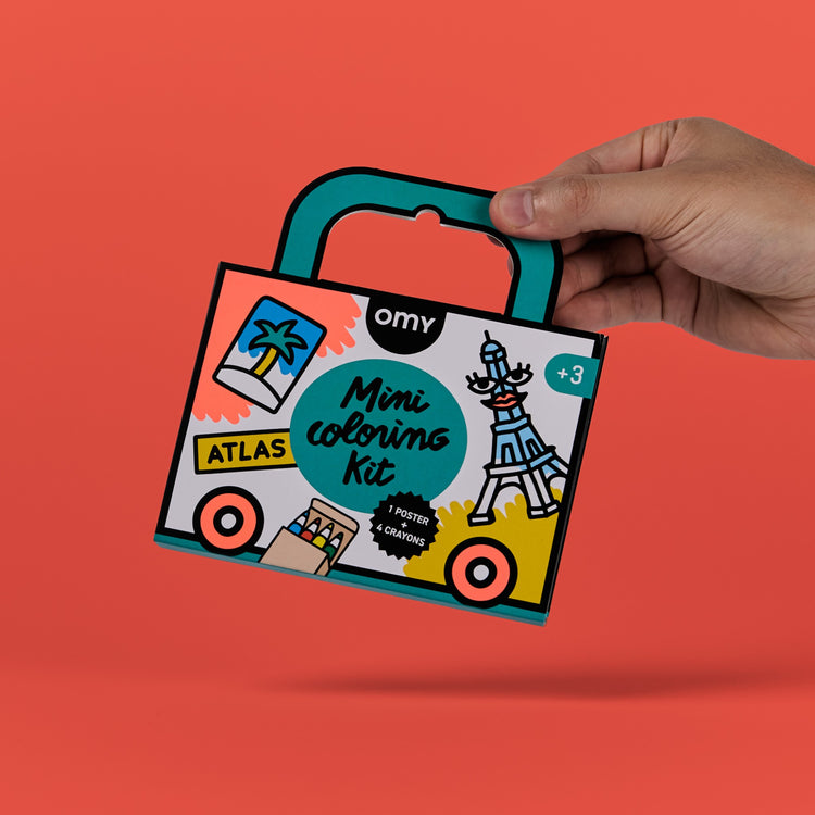 OMY. Pocket Coloring Poster with Pencils Atlas