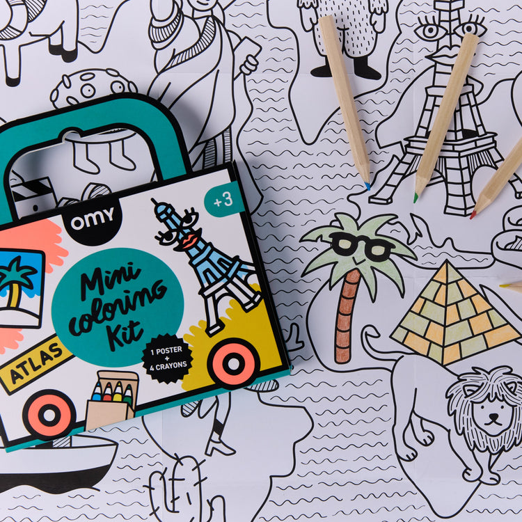 OMY. Pocket Coloring Poster with Pencils Atlas