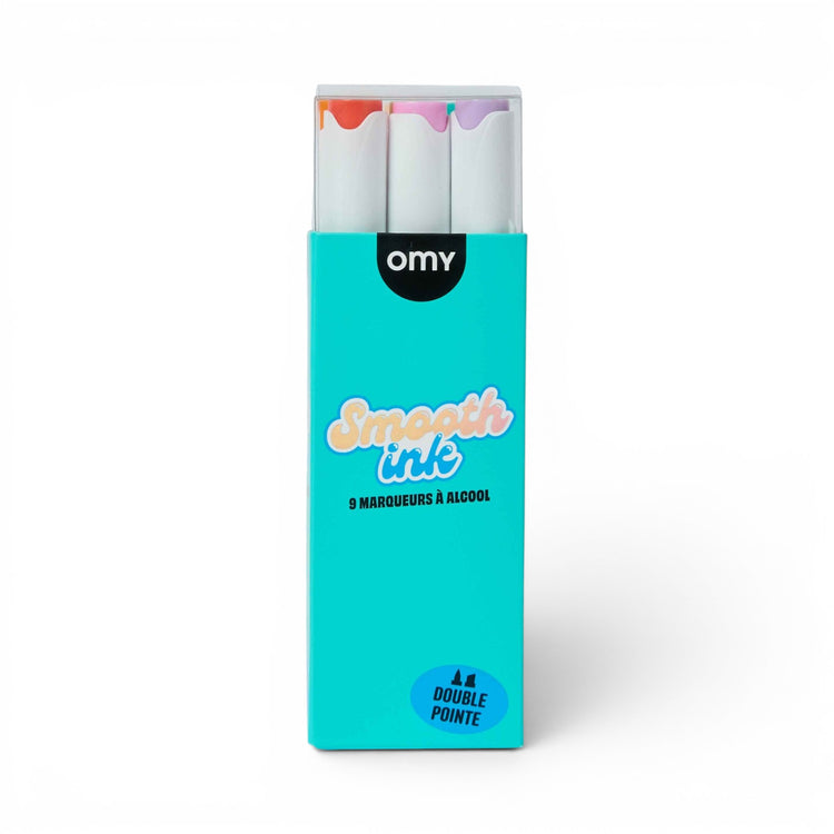 OMY. Σετ 9 μαρκαδόρων αλκοόλης με διπλή όψη Smooth Ink