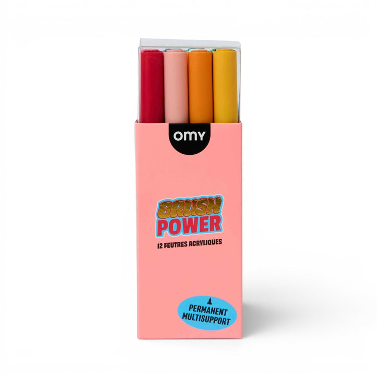 OMY. Σετ 12 ακρυλικών μαρκαδόρων Brush Power