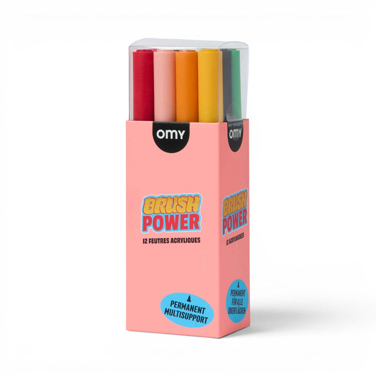 OMY. Σετ 12 ακρυλικών μαρκαδόρων Brush Power