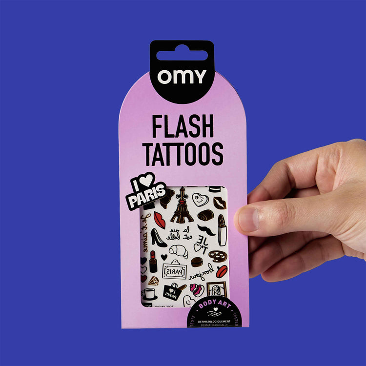 OMY. Αυτοκόλλητα flash tattoos I love Paris
