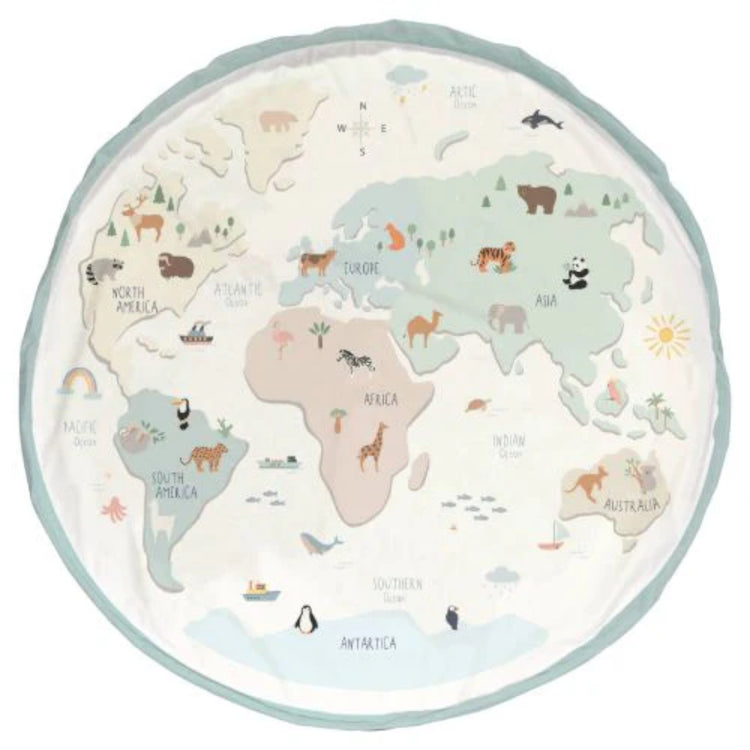 PLAY&GO. 2 in 1 storage bag and playmat. Worldmap colour