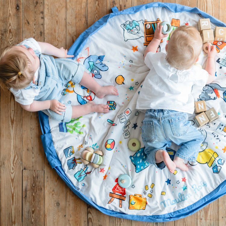 PLAY&GO. Στρώμα παιχνιδιού μαλακό - τσάντα 2 σε 1. Moulin Roty Puce & Pilou
