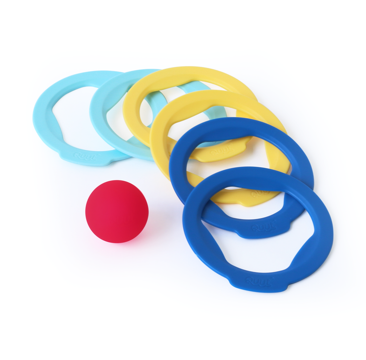 Quut. Κρίκοι με μπάλα για παιχνίδια στην άμμο (γαλάζιο-κίτρινο-μπλε)