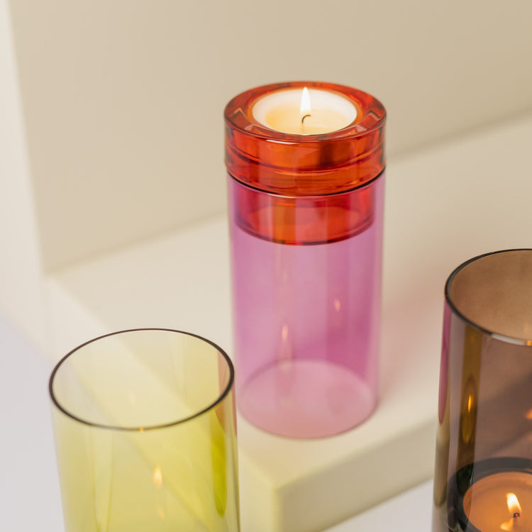 REMEMBER. Γυάλινο κηροπήγιο Lys ροζ