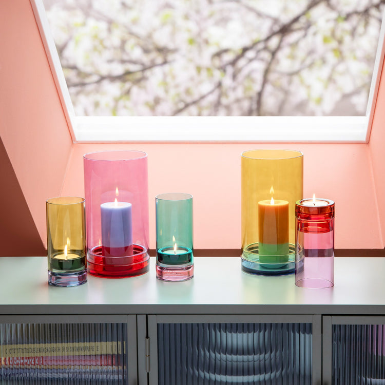 REMEMBER. Γυάλινο κηροπήγιο Lys ροζ